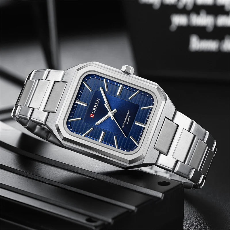 Stainless Steel Rectangle Sport Watch for Men