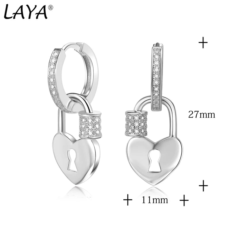 Sterling Silver Zircon Heart Huggie Earrings for Women