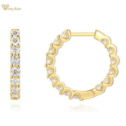 925 Sterling Silver, 18K Gold Plated, 3MM, Moissanite Hoop Earrings for Women