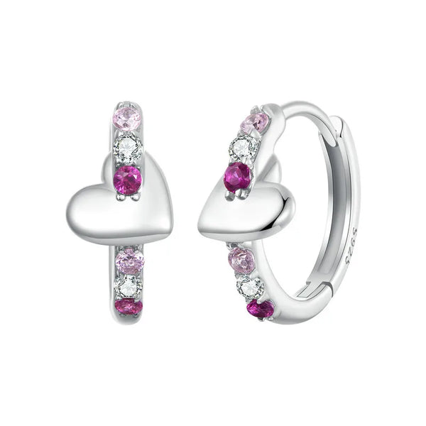925 Sterling Silver Multicolor CZ Huggie Hoop Earrings for Women Girls