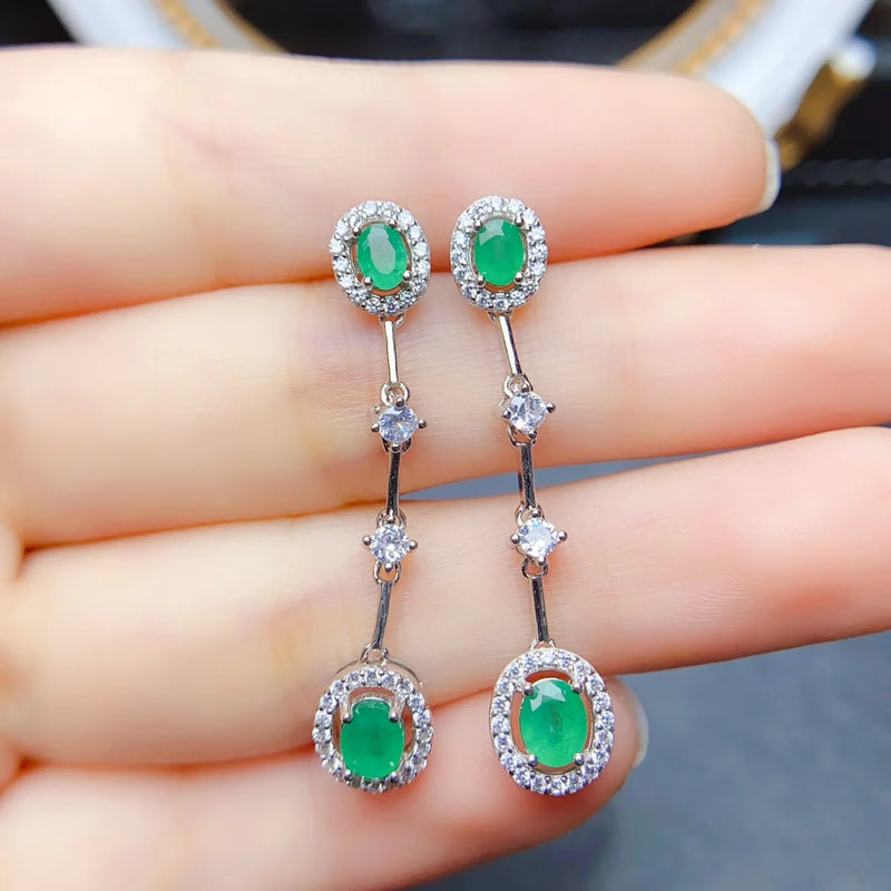 Sterling Silver 4*5mm Emerald Earrings for Women