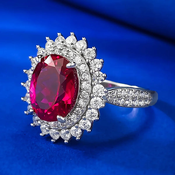 Sterling Silver Blood Red Ruby Ring for Women