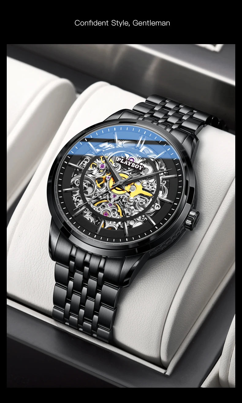 Stainless Steel Automatic Mechanical Watch for Men