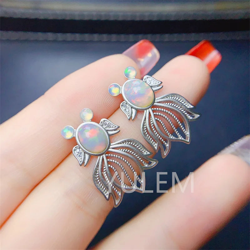 Silver Opal Earrings for Women