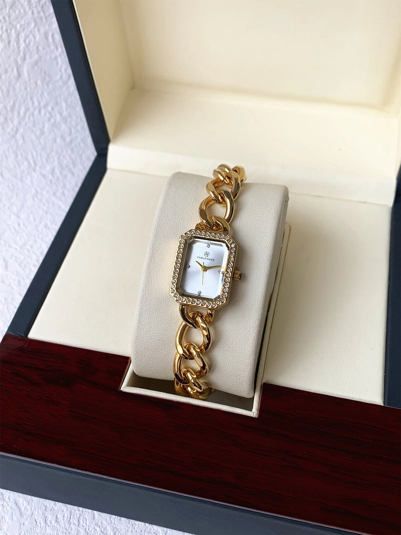 Luxury Women's Gold Stainless Steel Waterproof Quartz Wristwatch