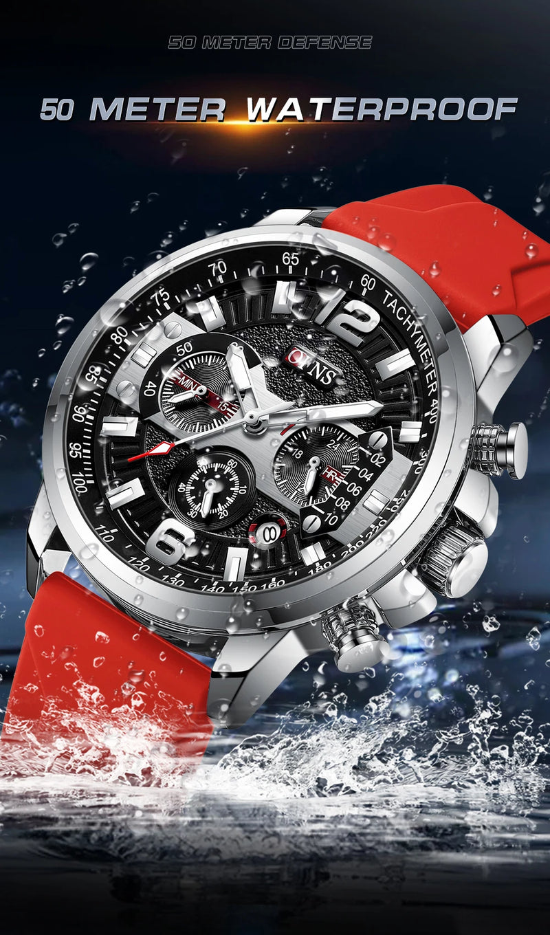 Stainless Steel Quartz Chronograph Luminous Watch for Men