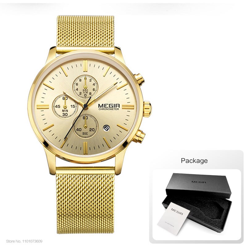 Stainless Steel Quartz Watch with Mesh Band for Men