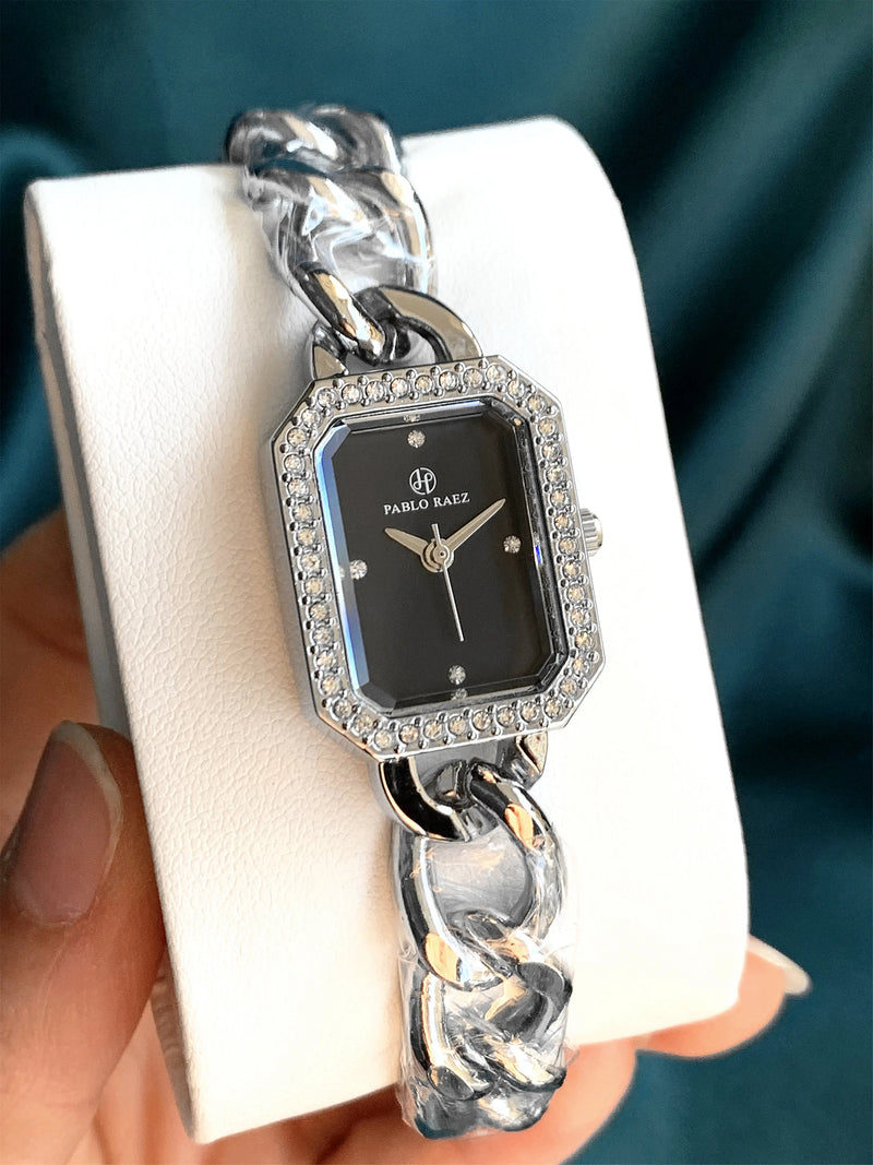 Elegant Diamond Stainless Steel Waterproof Wristwatch for Women