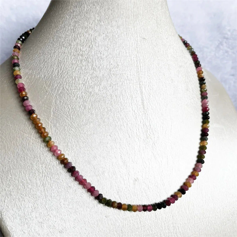 4mm Tourmaline Beaded Choker Necklace