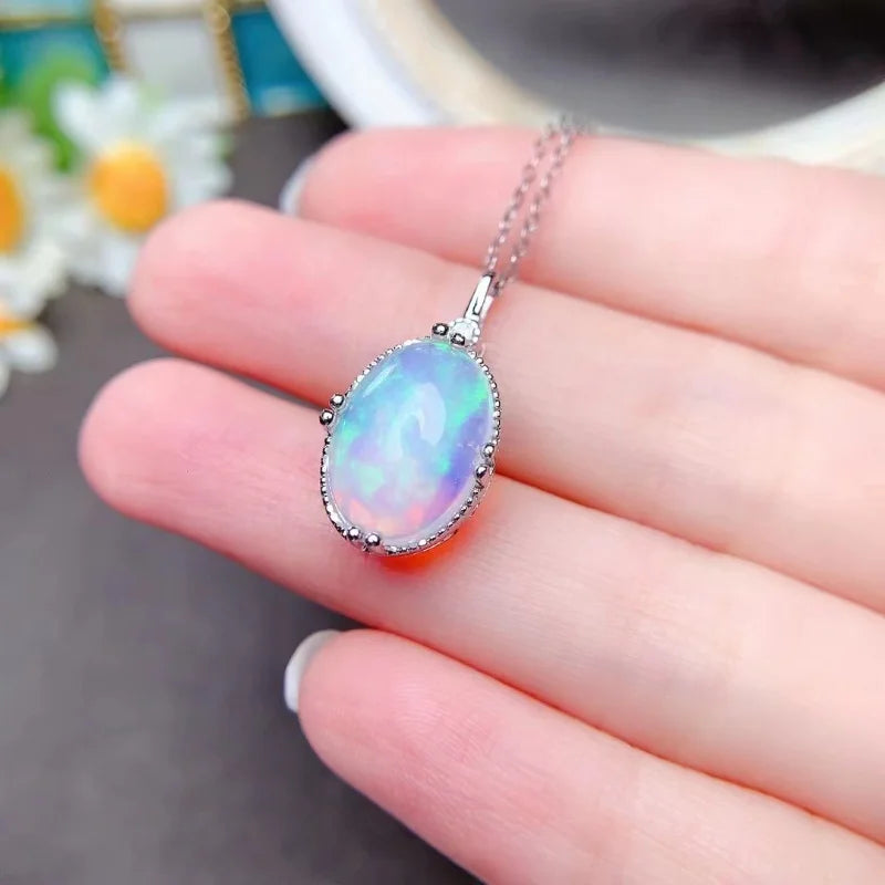 Gold Opal Pendant Necklace for Women