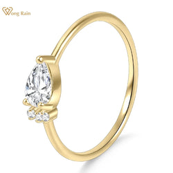 14K Gold Plated Sterling Silver 3EX Pear Cut Moissanite Diamond Ring for Women