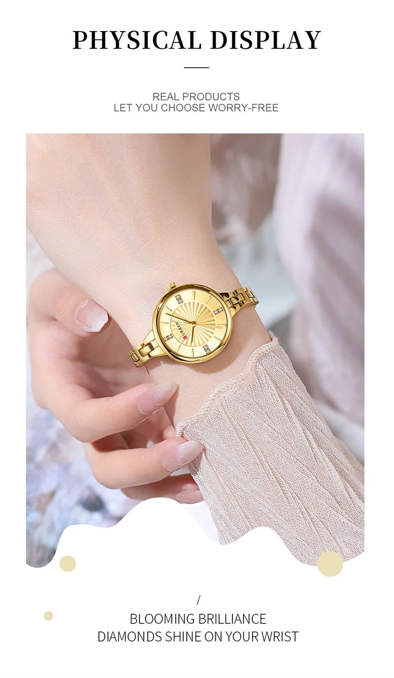 Stainless Steel Rhinestone Bracelet Watch for Women