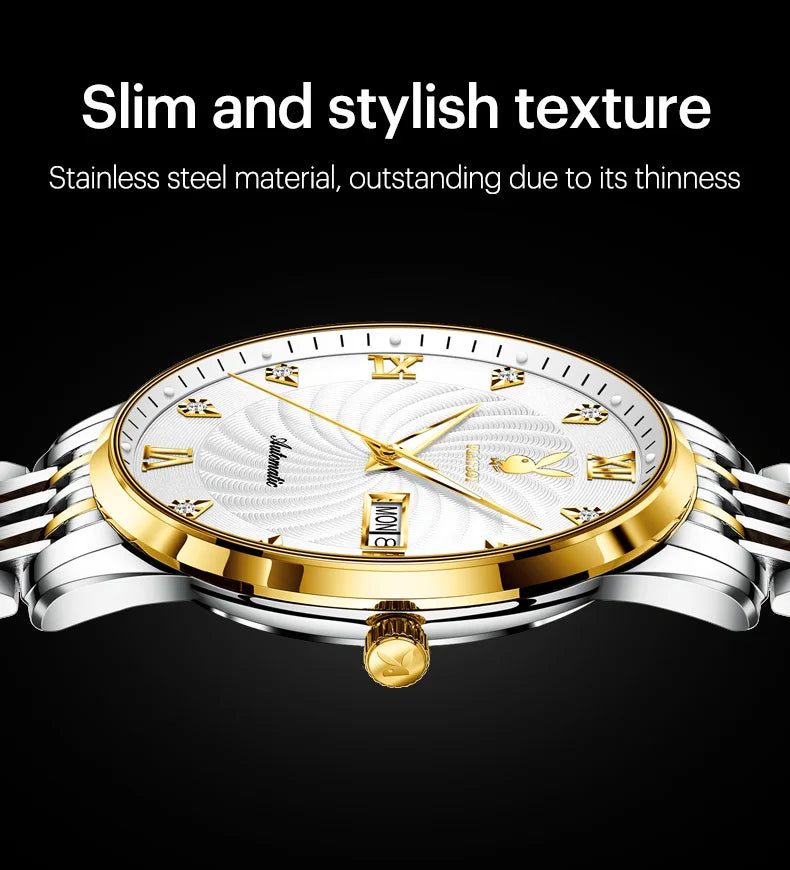 Stainless Steel Automatic Mechanical Watch for Men