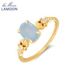 925 Sterling Silver Gold Plated Blud Chalcedony Ring for Women