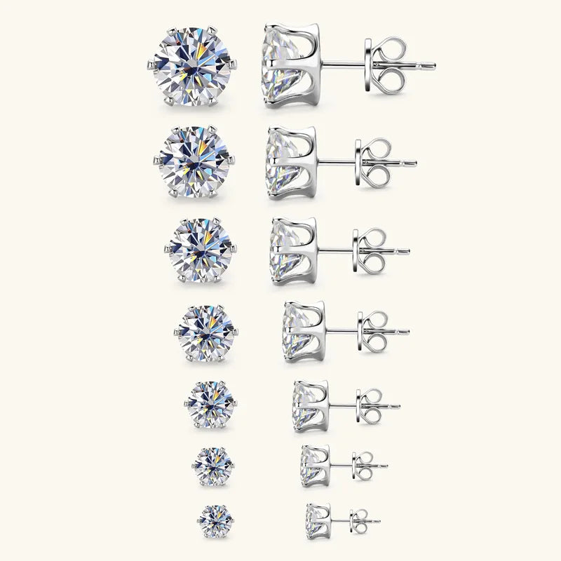 925 Sterling Silver Moissanite Stud Earrings for Women