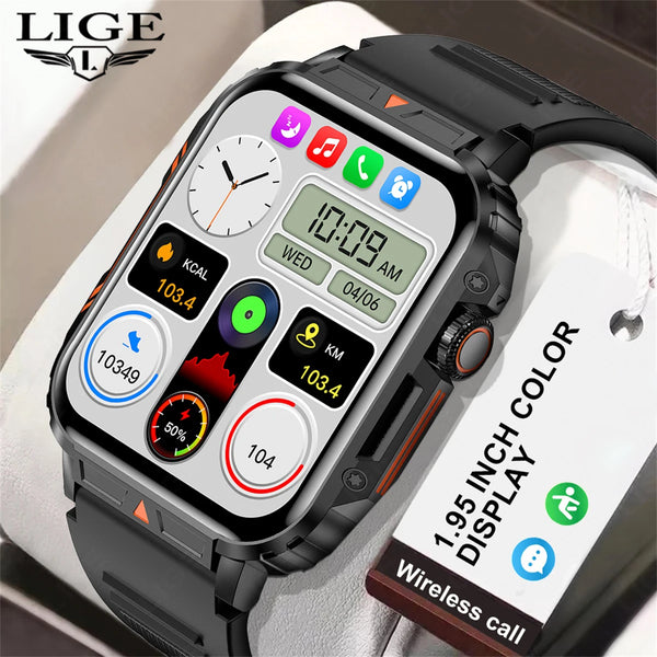 Smartwatch with 1.95 Inch Screen, Health Monitoring, IP68 Waterproof, Suitable for Men and Women