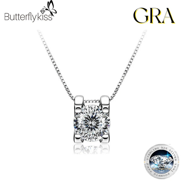 925 Sterling Silver 1-2ct Moissanite Pendant Necklace for Women