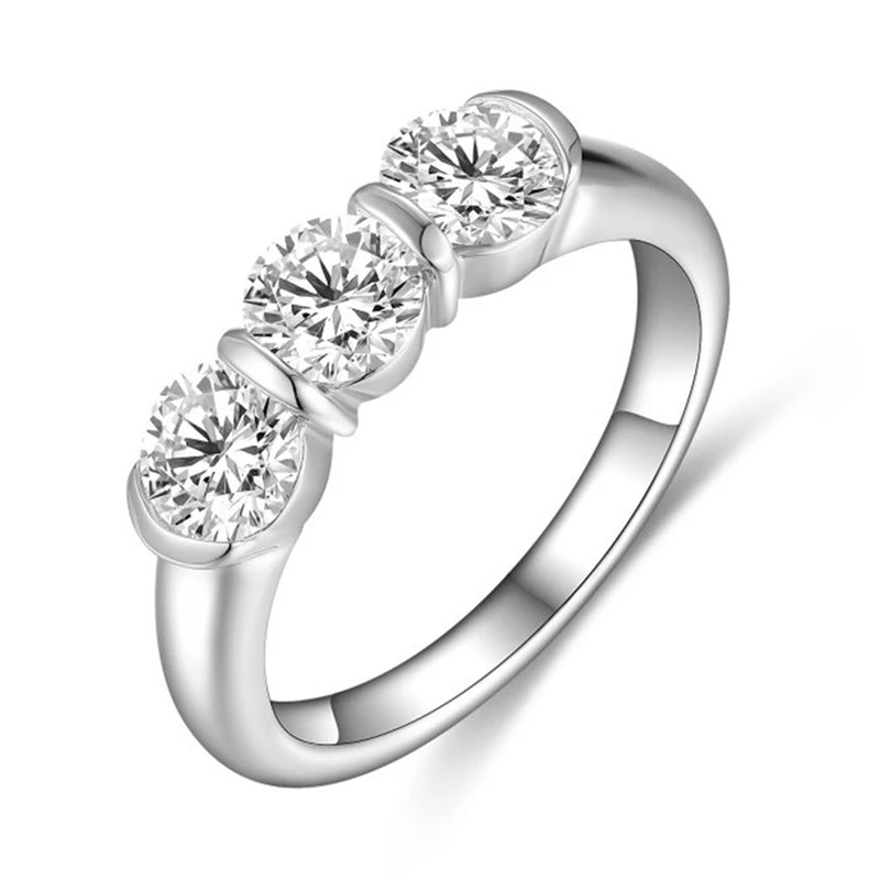 Sterling Silver Moissanite Row Rings, 5mm, Wedding Band for Women