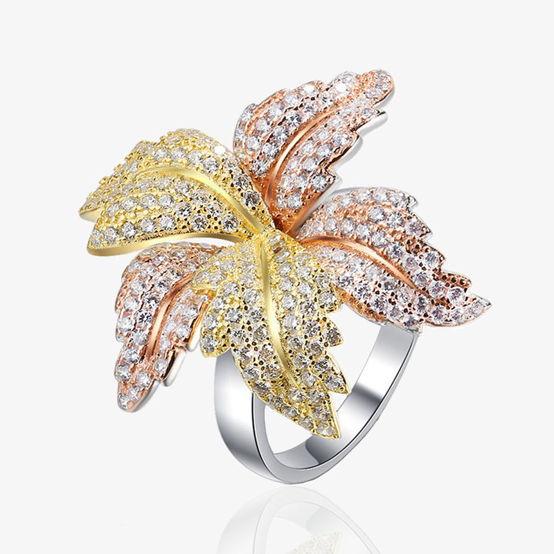 925 Sterling Silver Fancy Vivid White Sapphire Flower Ring for Women