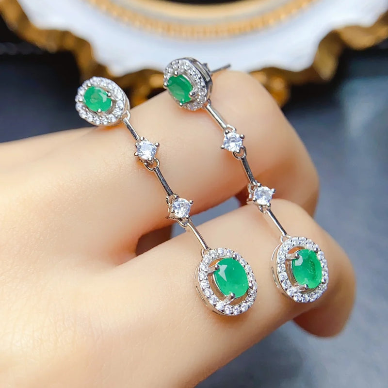 Sterling Silver 4*5mm Emerald Earrings for Women