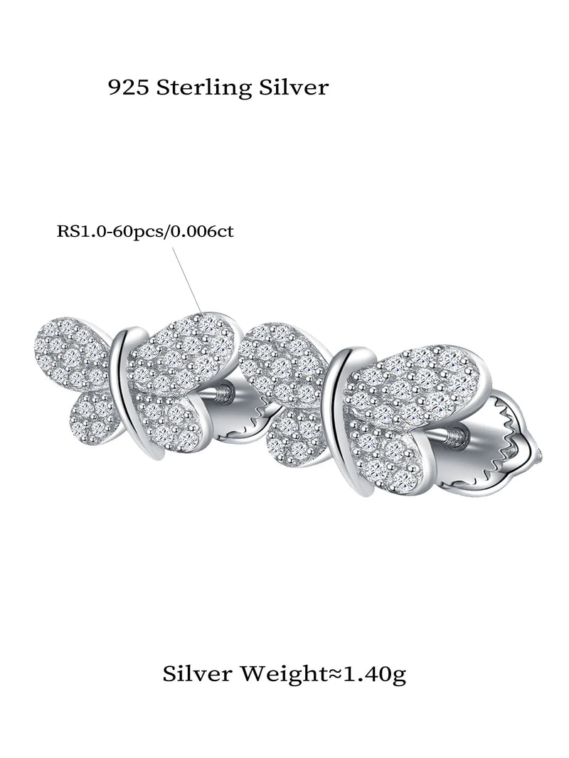 Sterling Silver Butterfly Moissanite Earrings for Women