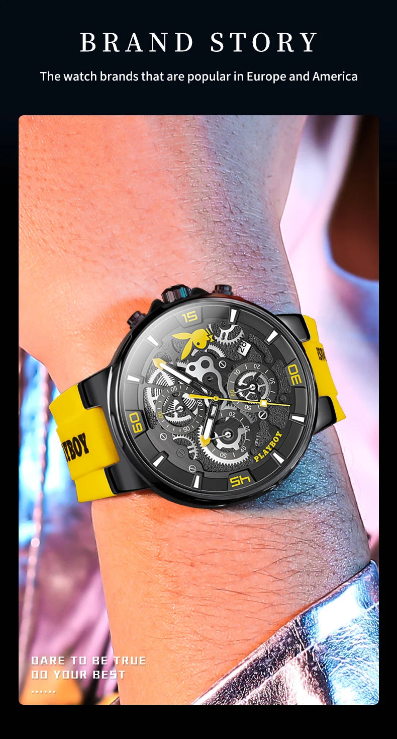 Stainless Steel Silicone Luxury Waterproof Luminous Watch for Men