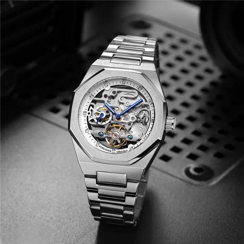 Stainless Steel Automatic Mechanical Military Sports Watch for Men