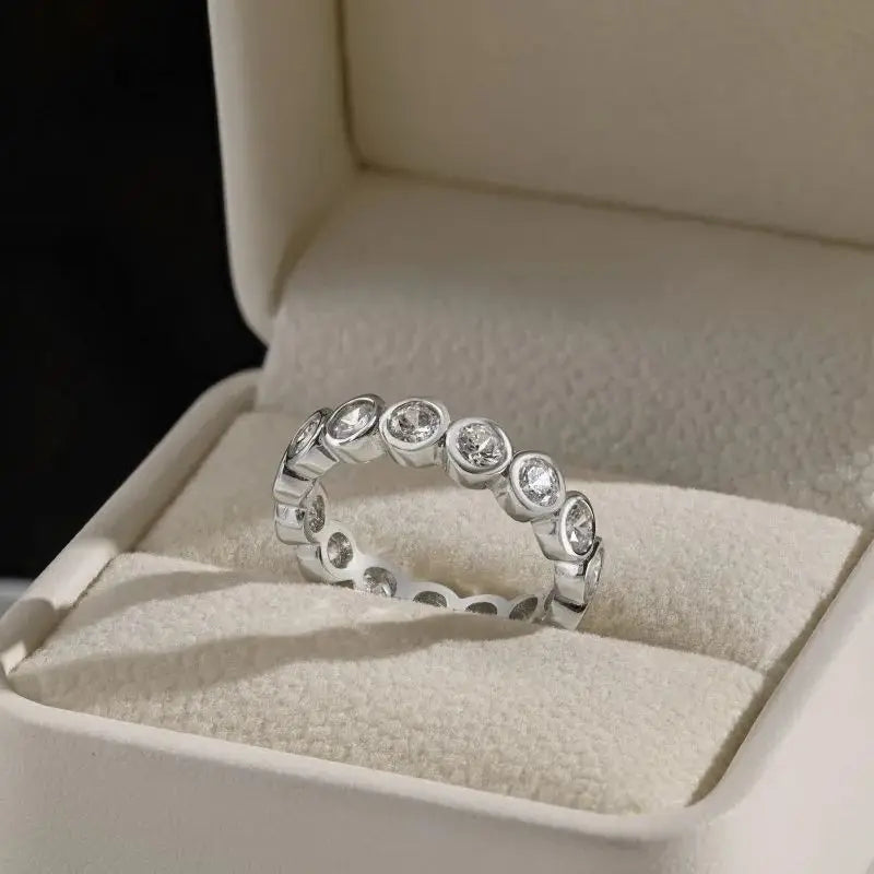 Sterling Silver Bubble Diamond Ring for Women