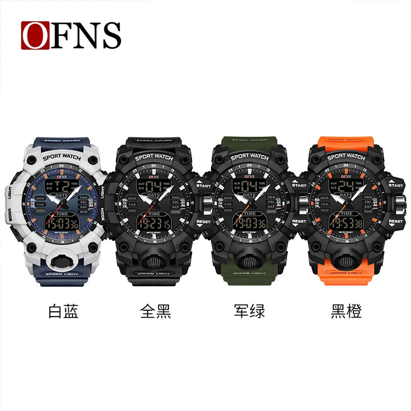 Stainless Steel LED Digital Quartz Chronograph Wristwatch for Men