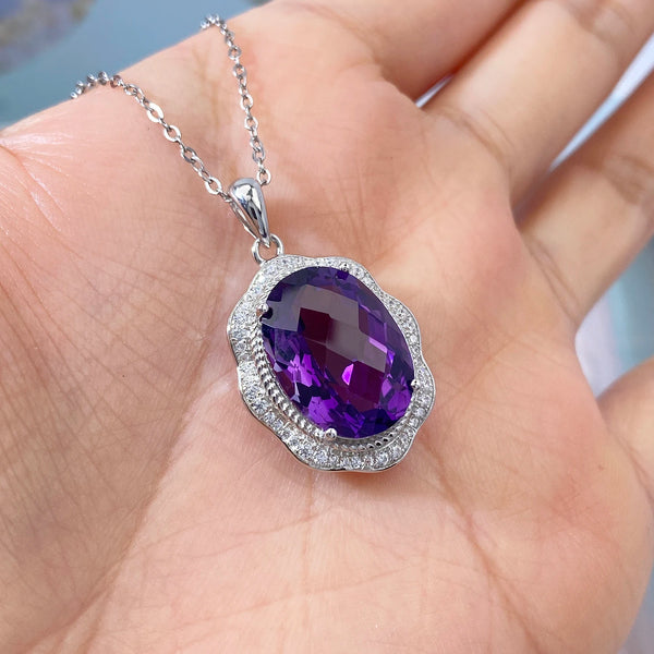 Sterling Silver Amethyst Pendant Necklace for Women