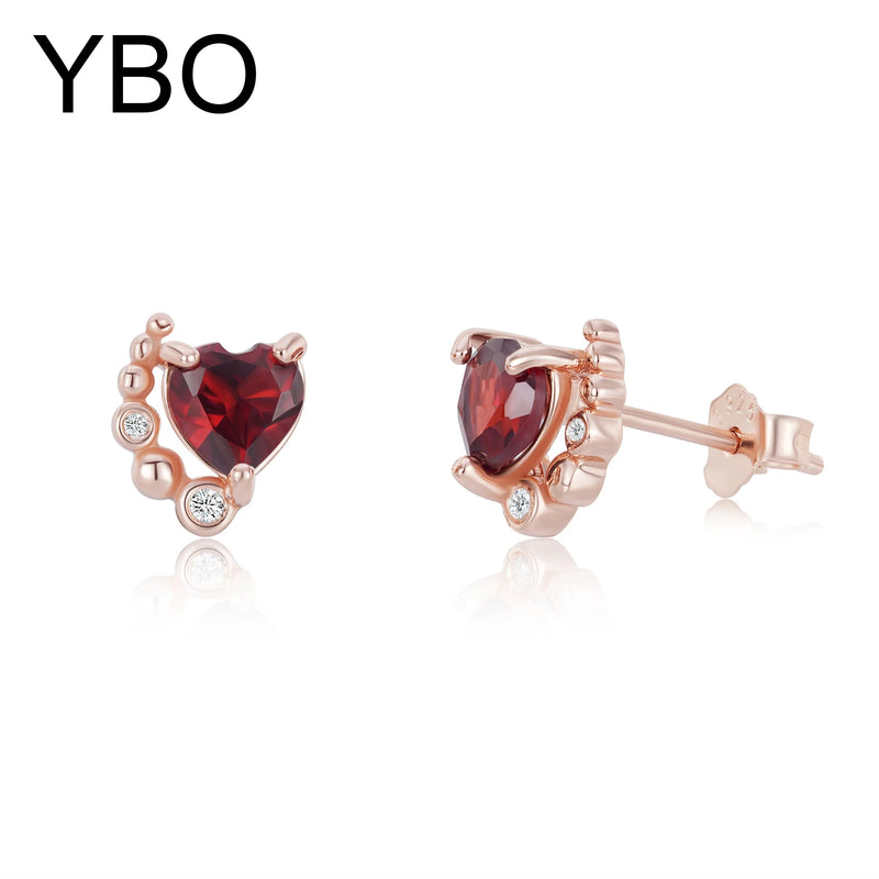 925 Sterling Silver Garnet Stud Earrings for Women