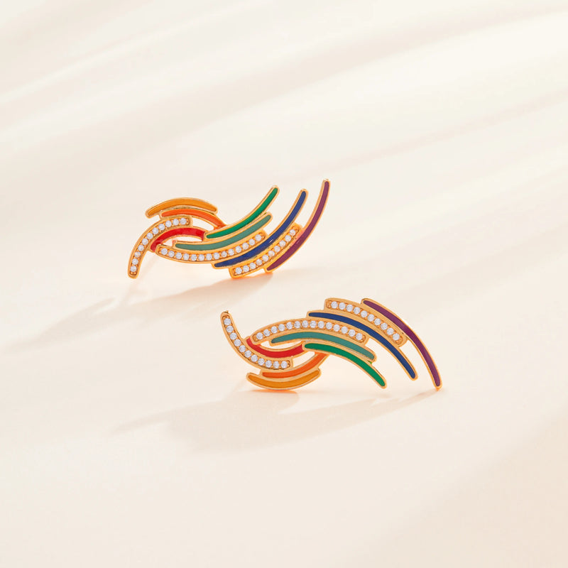 Sterling Silver Rainbow Shaped Earrings for Women