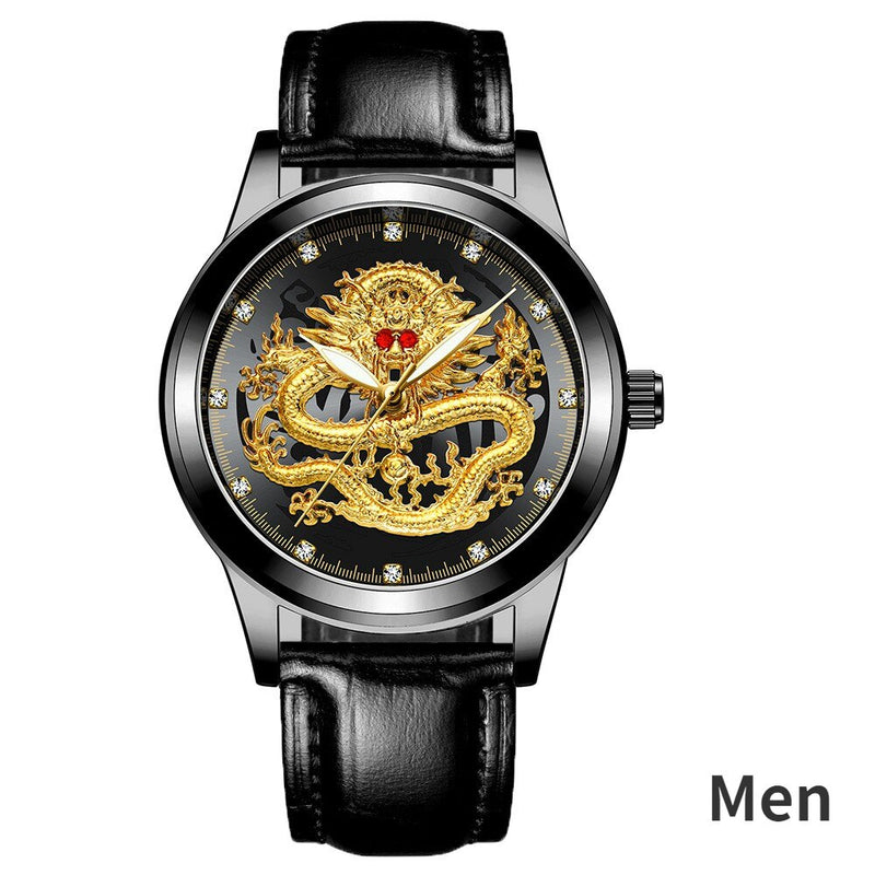 Gold Dragon Phoenix Couple Watches