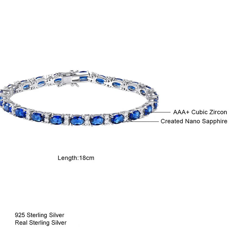 925 Silver Sparkling Sapphire Bracelet for Women