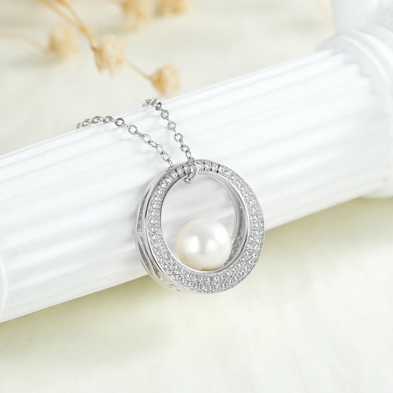 Sterling Silver 925 Freshwater Pearls Pendant Necklace for Women