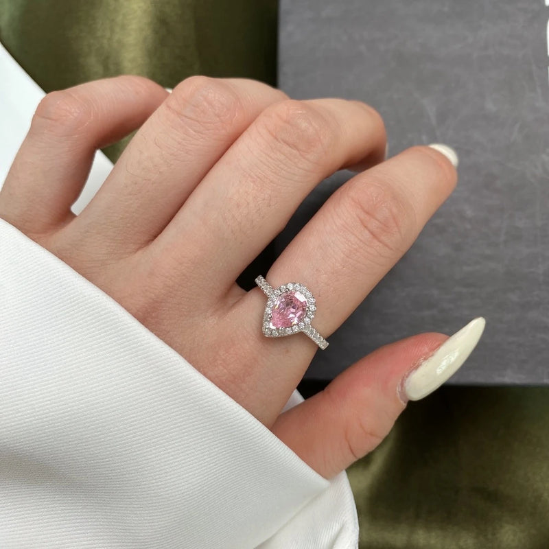 Sterling Silver Pink Sapphire Gemstone Ring for Women