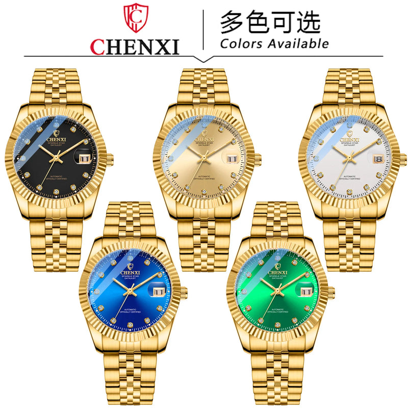 Gold Steel Band Mechanical Watch for Men