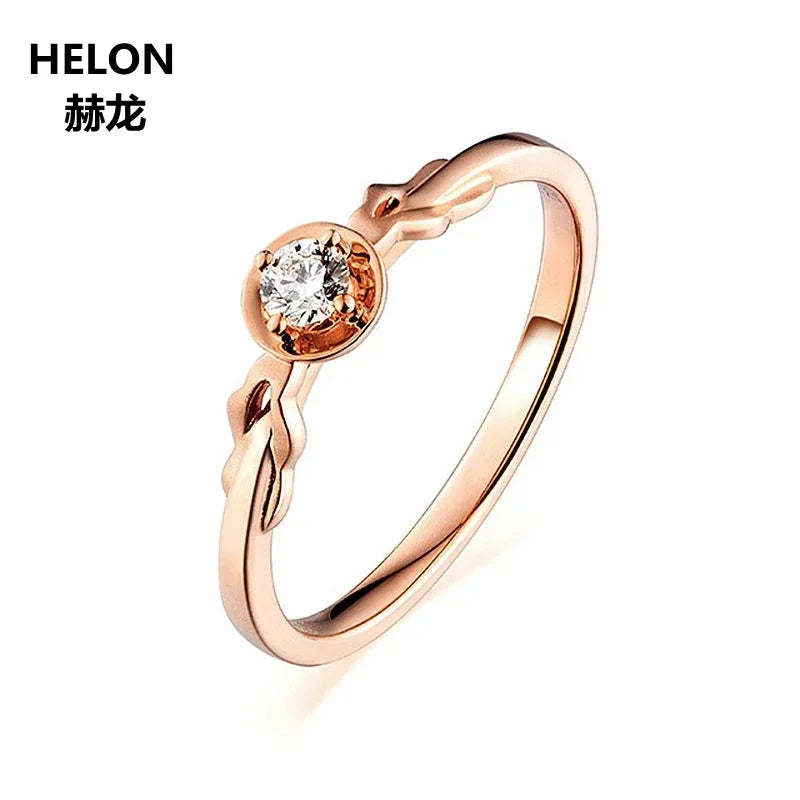 14k Rose Gold 0.09ct SI/H Full Cut Engagement Ring for Women