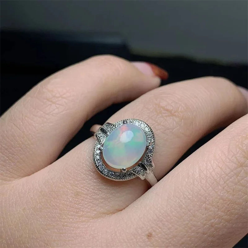 Sterling Silver 925 Opal Ring for Women