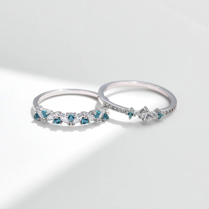 Sterling Silver Paraiba CZ Eternity Band Ring for Women