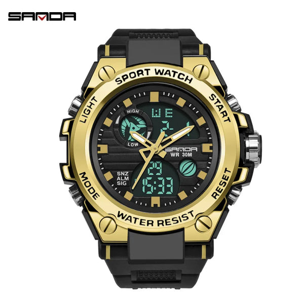 Stainless Steel Fashion Digital Watch with Backlit, Alarm, Stopwatch, and Timer for Men