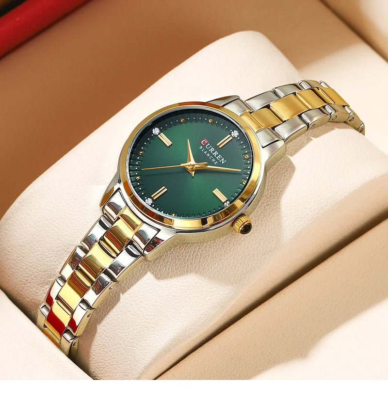 Gold Diamond Quartz Wrist Watch for Women