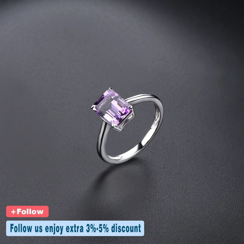 Silver African Amethyst Ring 2.39 Carat Octagon for Women