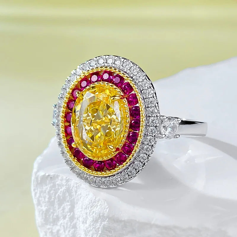 Sterling Silver 0.70ctw Yellow Diamond and Citrine Ring for Women