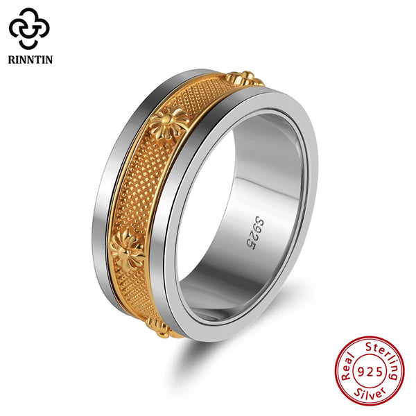 925 Sterling Silver Rotatable Thumb Ring for Men