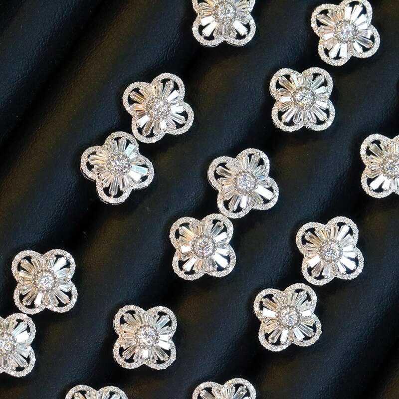 18K White Gold Diamond Clover Earrings for Women