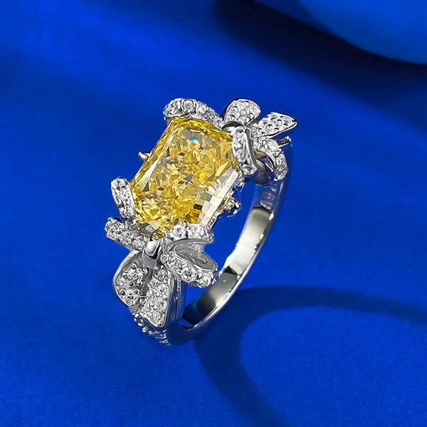 Sterling Silver Crushed Ice Cut Citrine Ring for Women