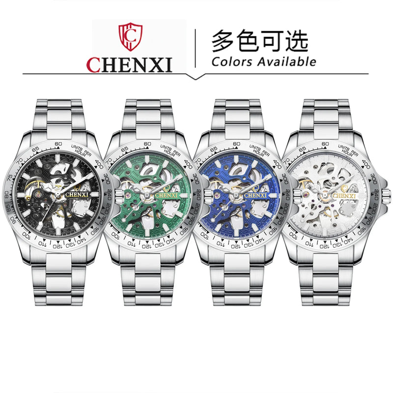 Stainless Steel Hollow Out Automatic Luminous Mechanical Watch for Men