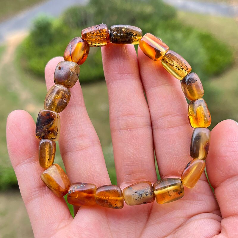 Sterling Silver Natural Amber Bracelet for Unisex