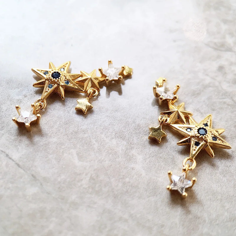 Sterling Silver Sea of Stars Gold Ear Climbers for Women